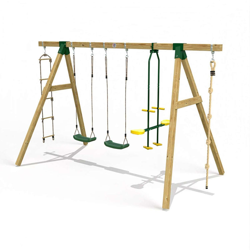 Little Rascals Triple Swing Set with 2 Swing Seats, Glider, Climbing Rope & Rope Ladder