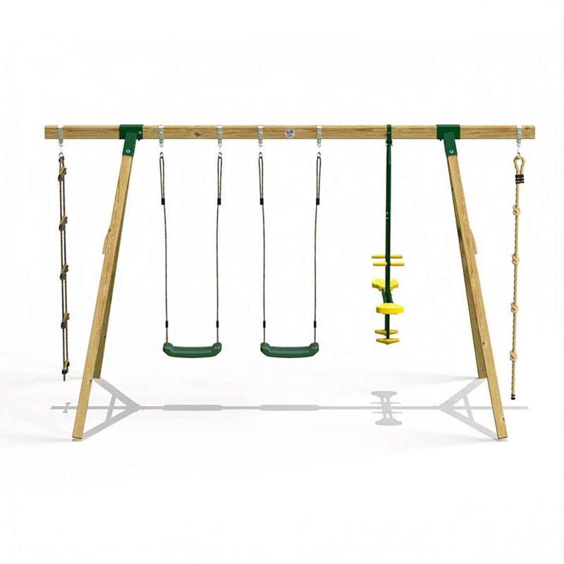 Little Rascals Triple Swing Set with 2 Swing Seats, Glider, Climbing Rope & Rope Ladder