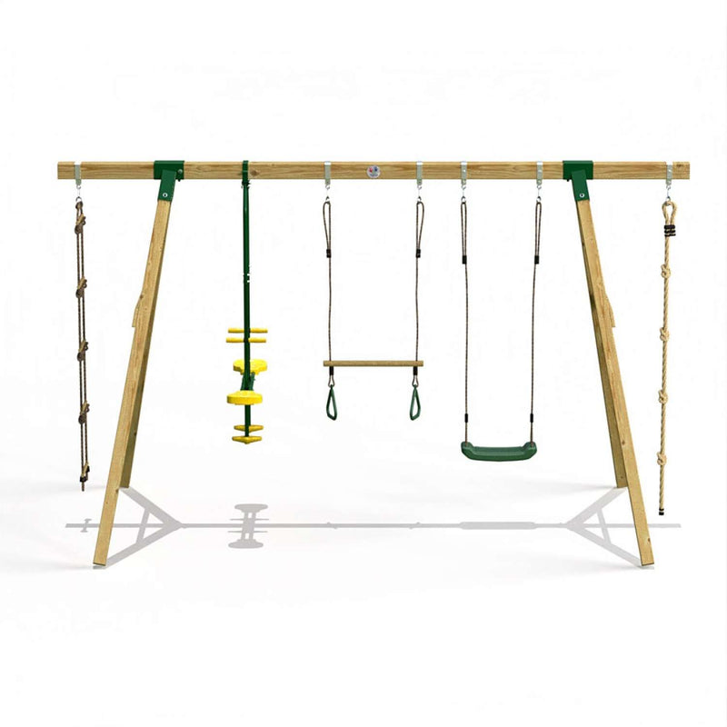 Little Rascals Triple Swing Set with Swing Seat, Trapeze Bar, Glider, Climbing Rope & Rope Ladder