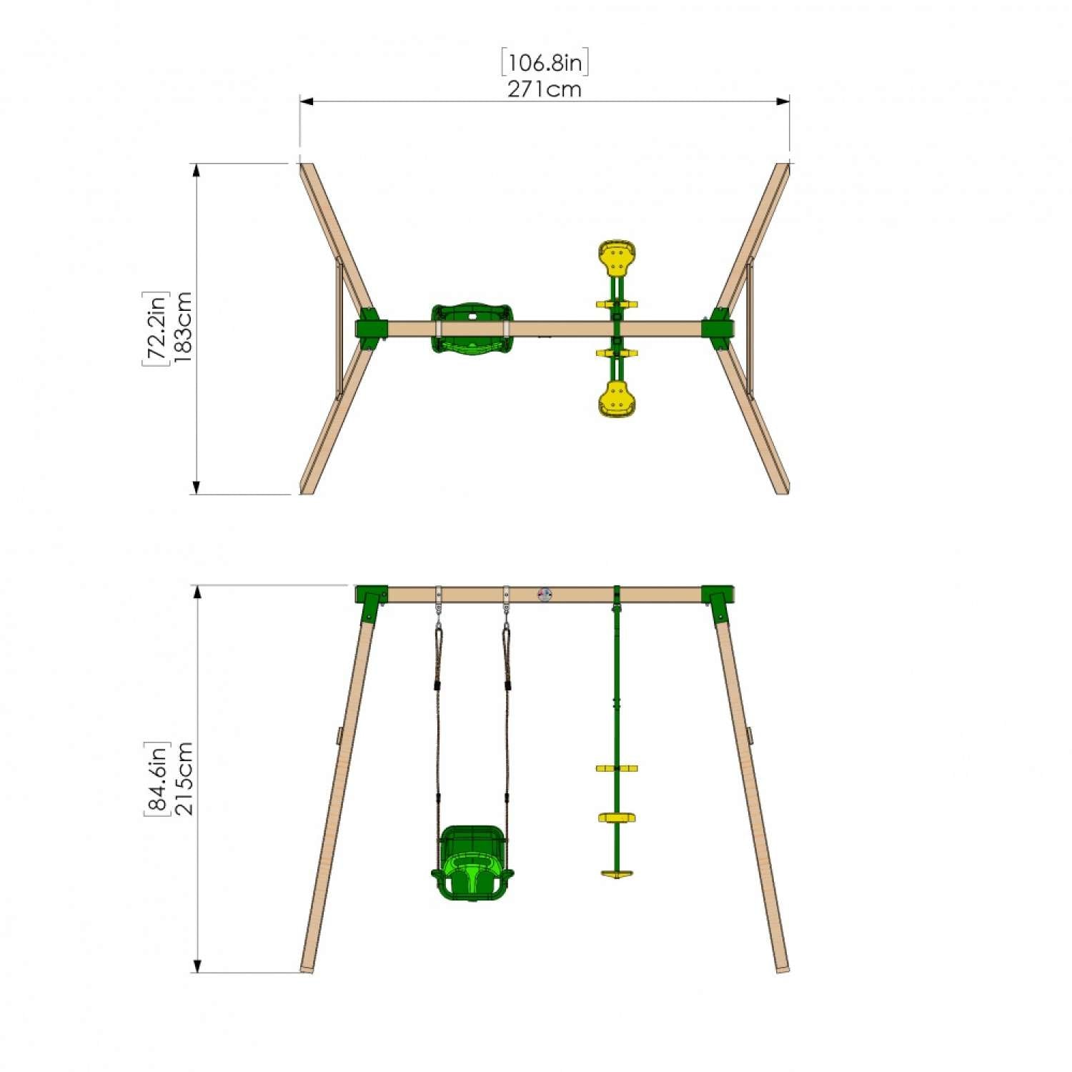 Little Rascals Double Swing Set with 3 in 1 Baby Seat & Glider