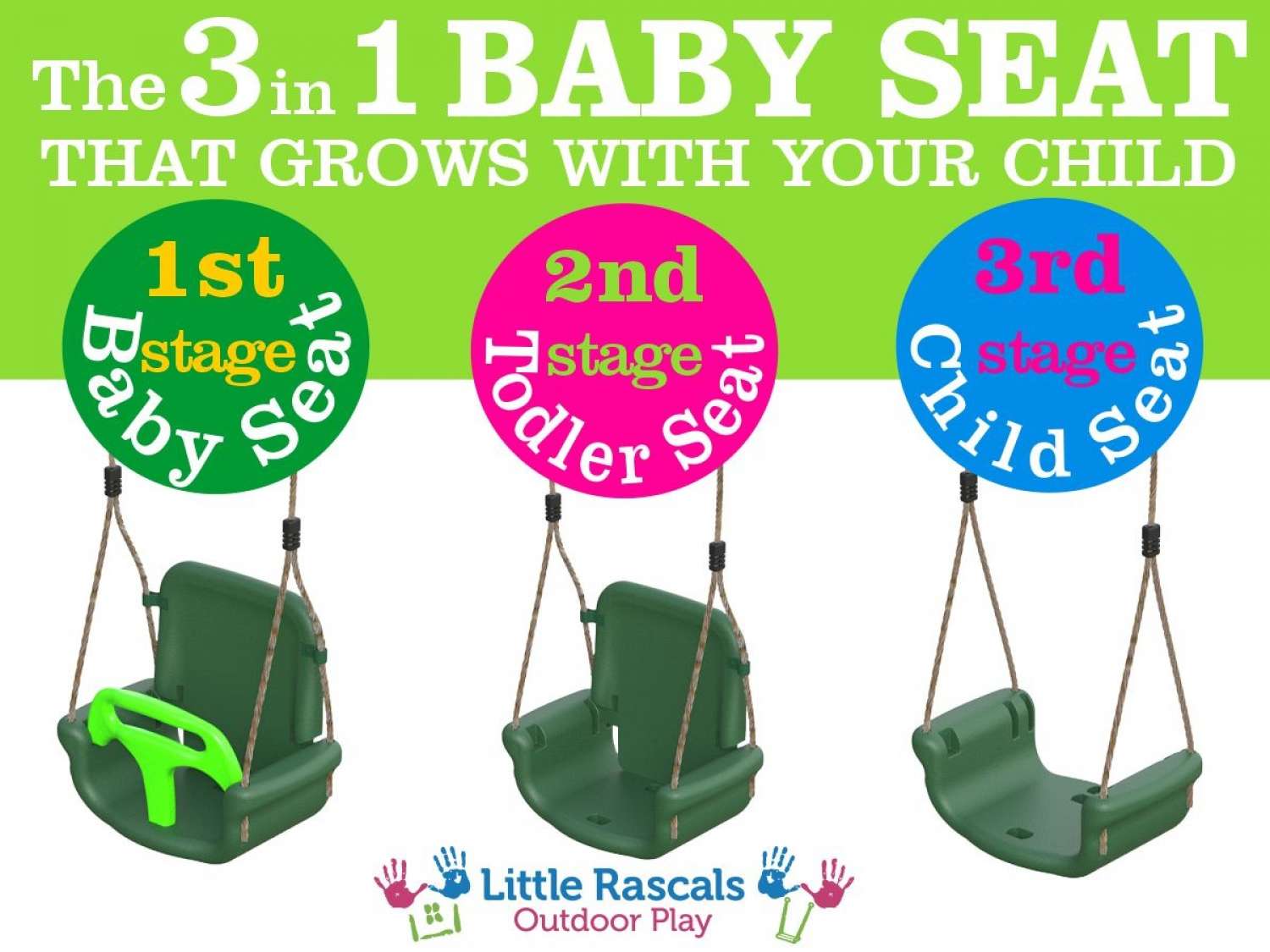 Little Rascals Double Swing Set with 3 in 1 Baby Seat & Glider