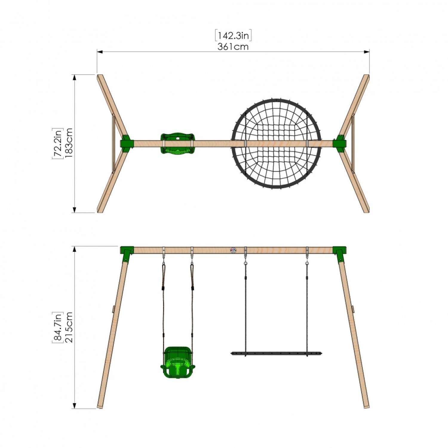 Little Rascals Double Swing Set with 3 in 1 Baby Seat & Nest Swing