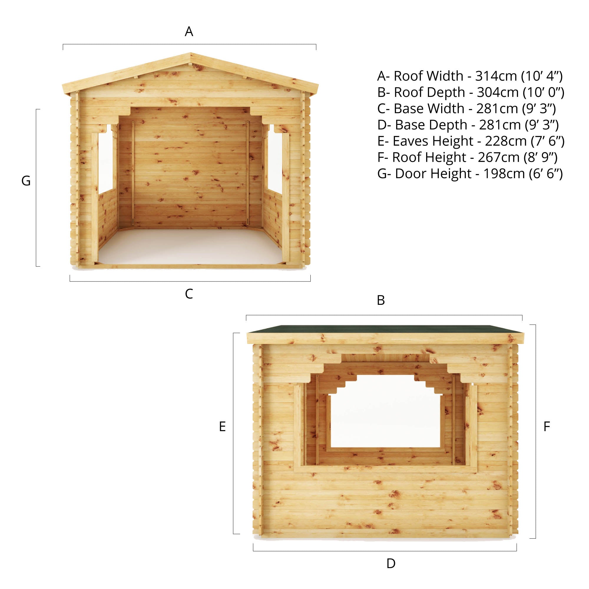 Mercia Log Cabin Gazebo 28mm (3x3) (SI-006-002-0064 - EAN 5029442013893)