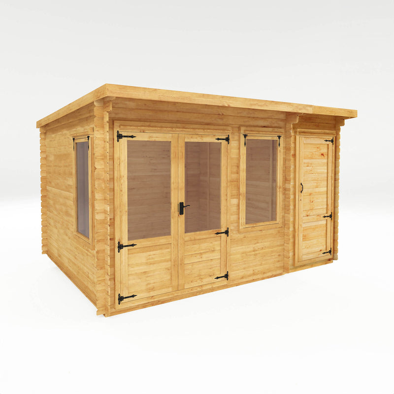 Mercia 19mm Pent Log Cabin With Side Shed (13x10) (4.1m x 3m) (SI-006-001-0039 EAN 5029442014647)