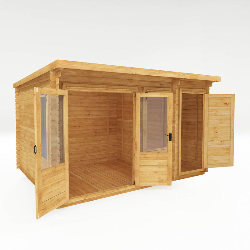 Mercia 19mm Pent Log Cabin With Side Shed (13x10) (4.1m x 3m) (SI-006-001-0039 EAN 5029442014647)