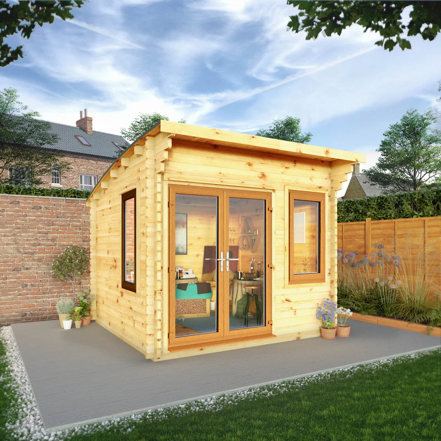 Mercia 44mm Curved Roof Log Cabin (10x10) (3m x 3m) (SI-006-042-0025 EAN 5029442019802)