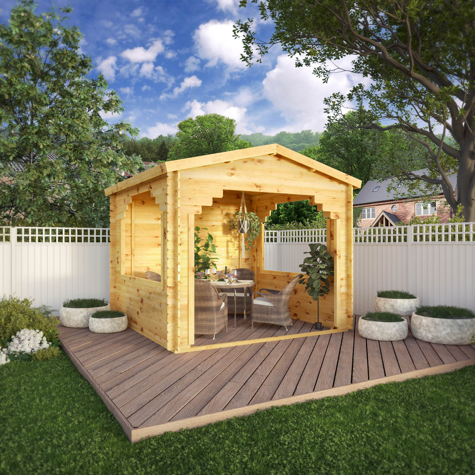 Mercia Log Cabin Gazebo 28mm (3x3) (SI-006-002-0064 - EAN 5029442013893)