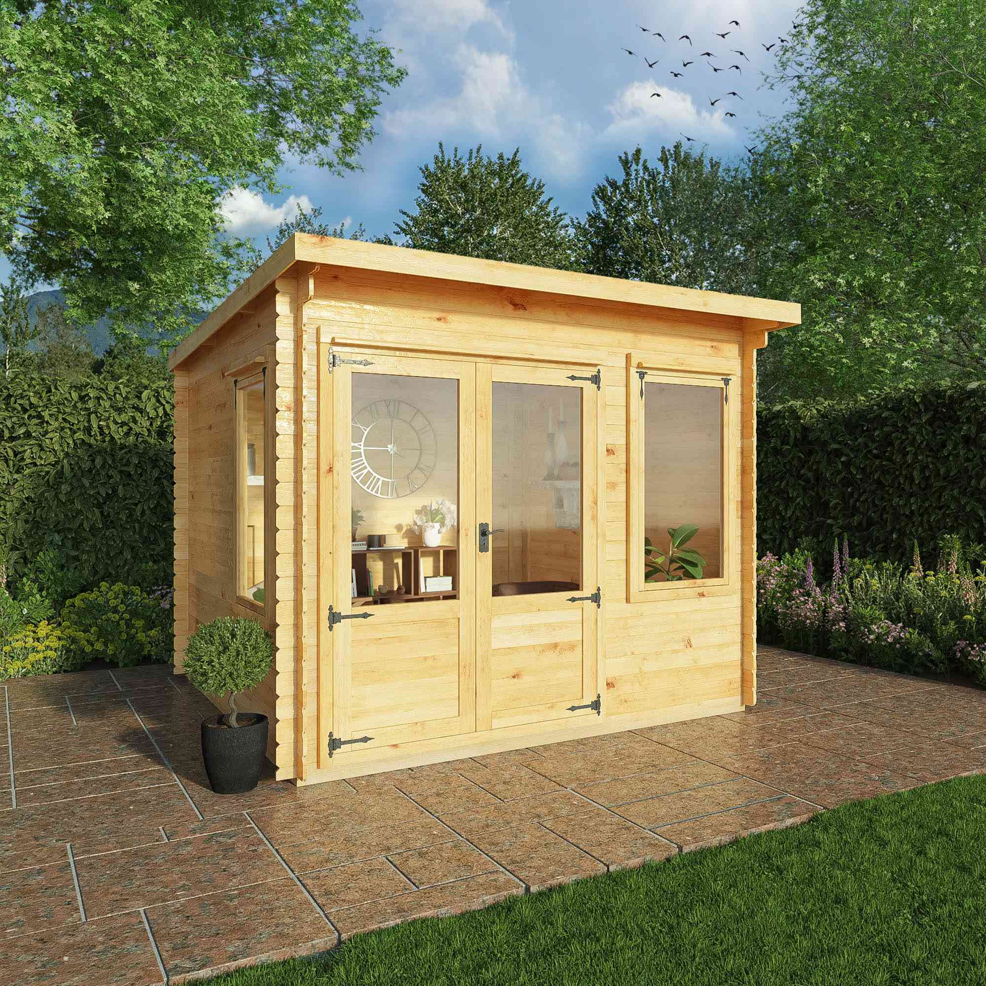 Mercia 19mm Pent Log Cabin (10x10) (3m x 3m) (SI-006-001-0038 EAN 5029442014630)