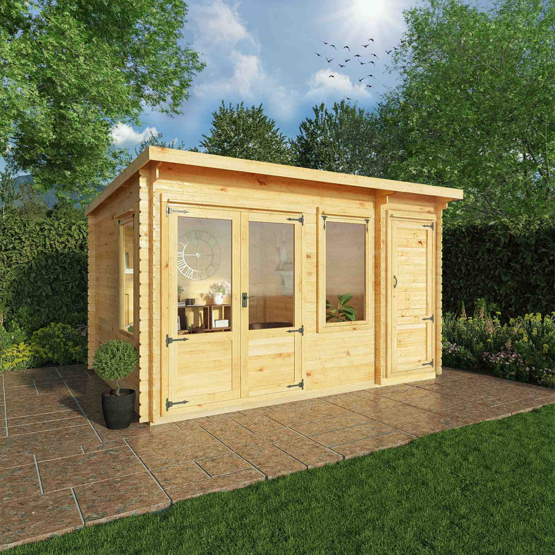 Mercia 19mm Pent Log Cabin With Side Shed (13x10) (4.1m x 3m) (SI-006-001-0039 EAN 5029442014647)