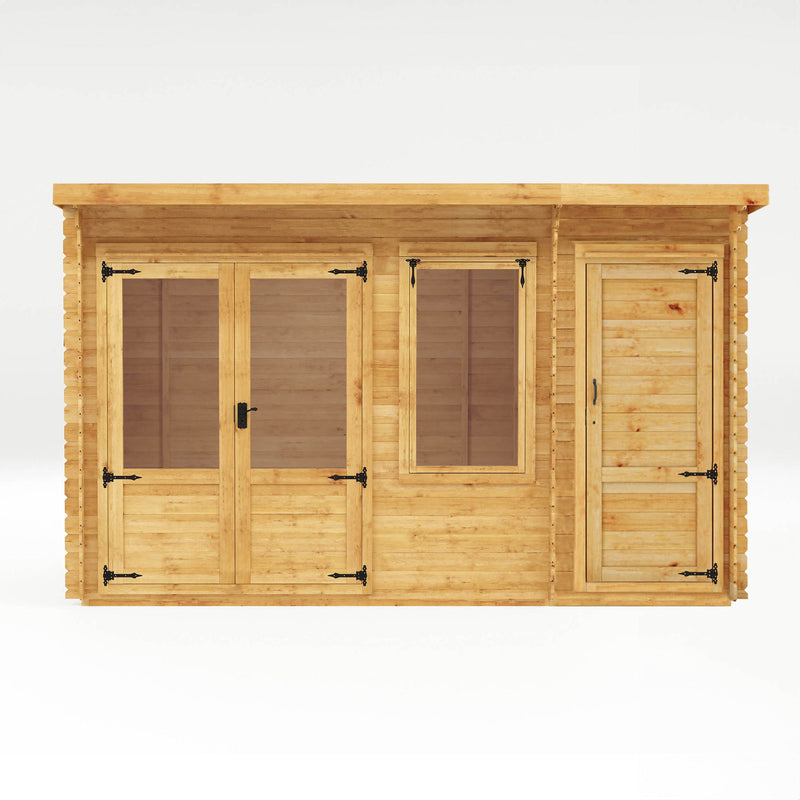 Mercia 19mm Pent Log Cabin With Side Shed (13x10) (4.1m x 3m) (SI-006-001-0039 EAN 5029442014647)