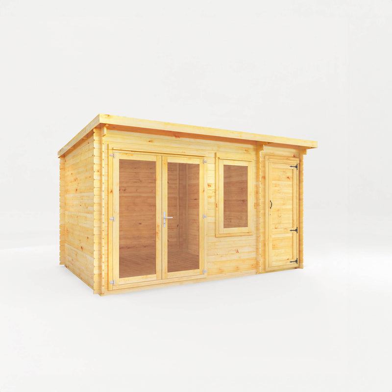 Mercia 28mm Elite Pent Log Cabin With Side Shed (13x10) (4.1m x 3m) (SI-006-002-0071 EAN 5029442019178)