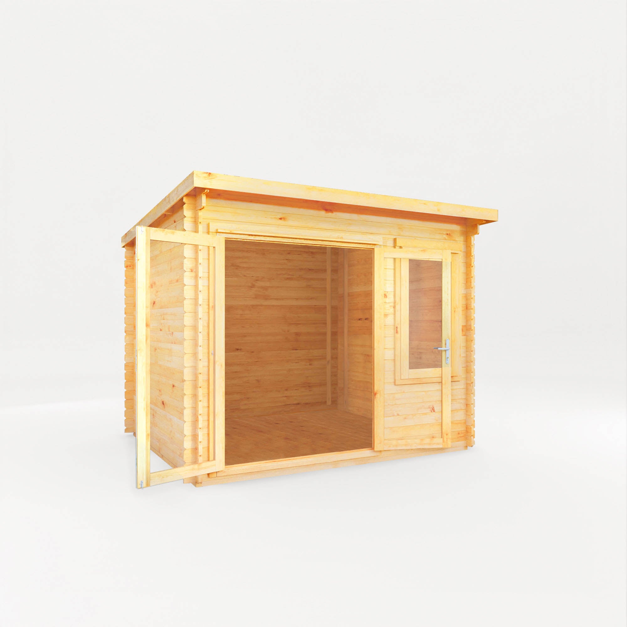 Mercia 28mm Elite Pent Log Cabin (10x10) (3m x 3m) (SI-006-002-0065 EAN 5029442014869)