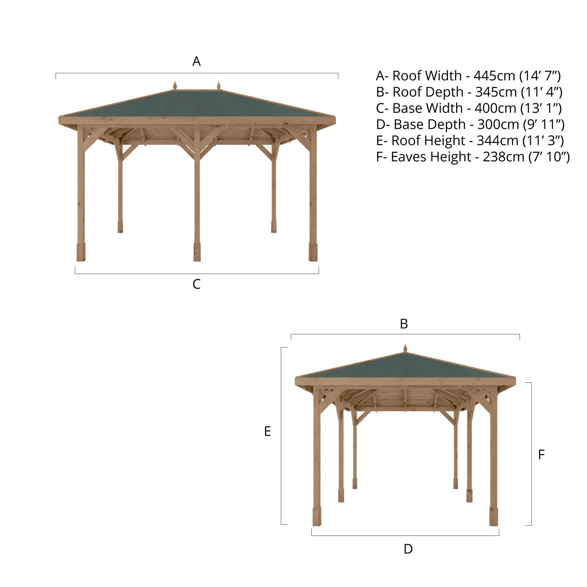 Mercia Carlton Pressure Treated Gazebo (3m x 4m) (SI-012-002-0005 - EAN 5029442014944)