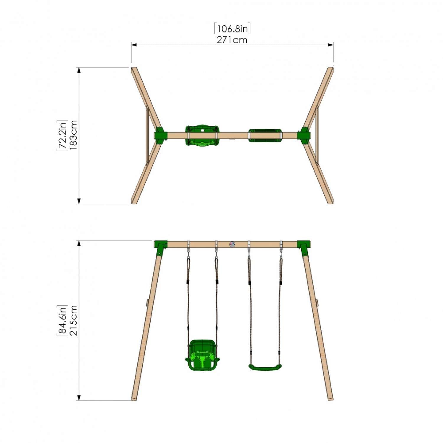 Little Rascals Double Swing Set with 3 in 1 Baby Seat & Swing Seat