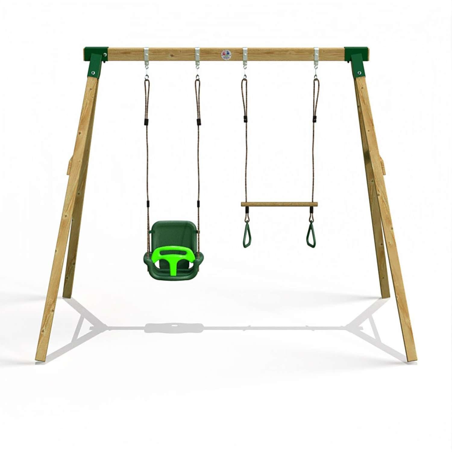 Little Rascals Double Swing Set with 3 in 1 Baby Seat & Trapeze Bar