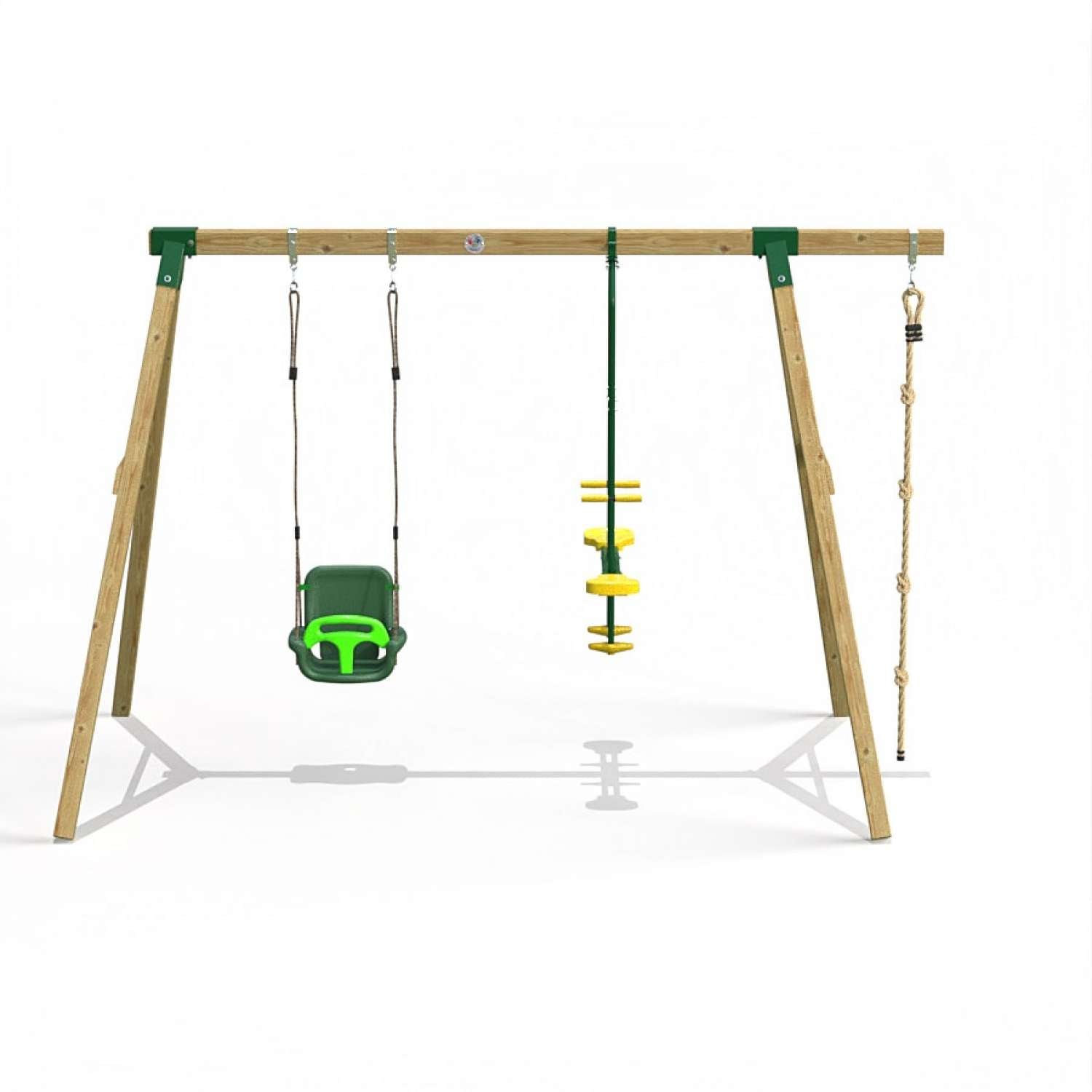 Little Rascals Double Swing Set with 3 in 1 Baby Seat, Glider & Climbing Rope