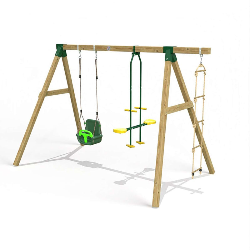 Little Rascals Double Swing Set with 3 in 1 Baby Seat, Glider & Rope Ladder
