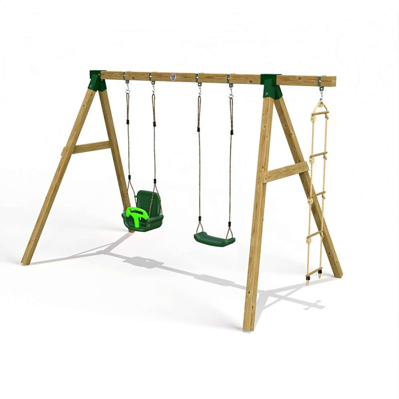 Little Rascals Double Swing Set with 3 in 1 Baby Seat, Swing Set & Rope Ladder
