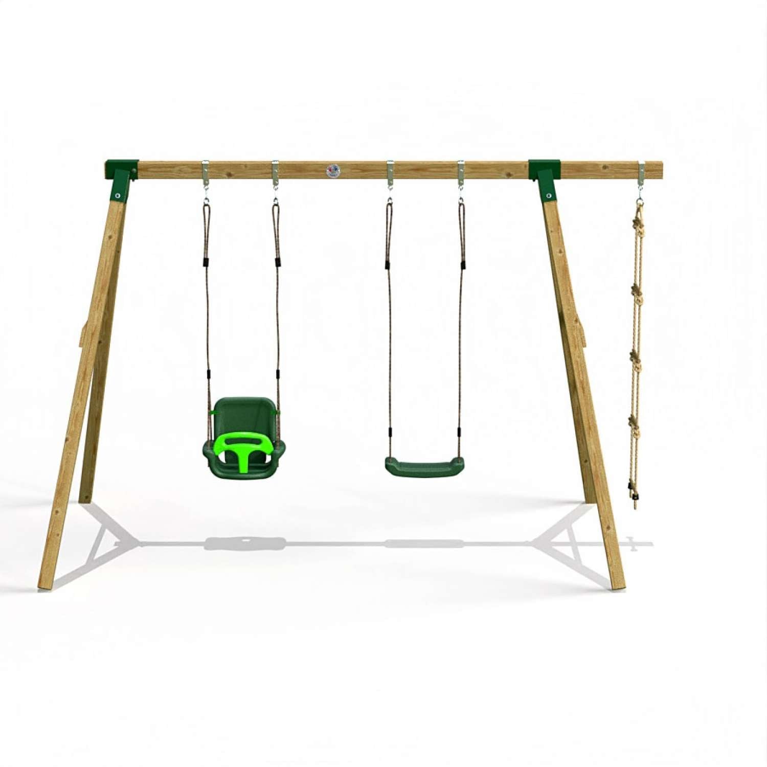 Little Rascals Double Swing Set with 3 in 1 Baby Seat, Swing Set & Rope Ladder