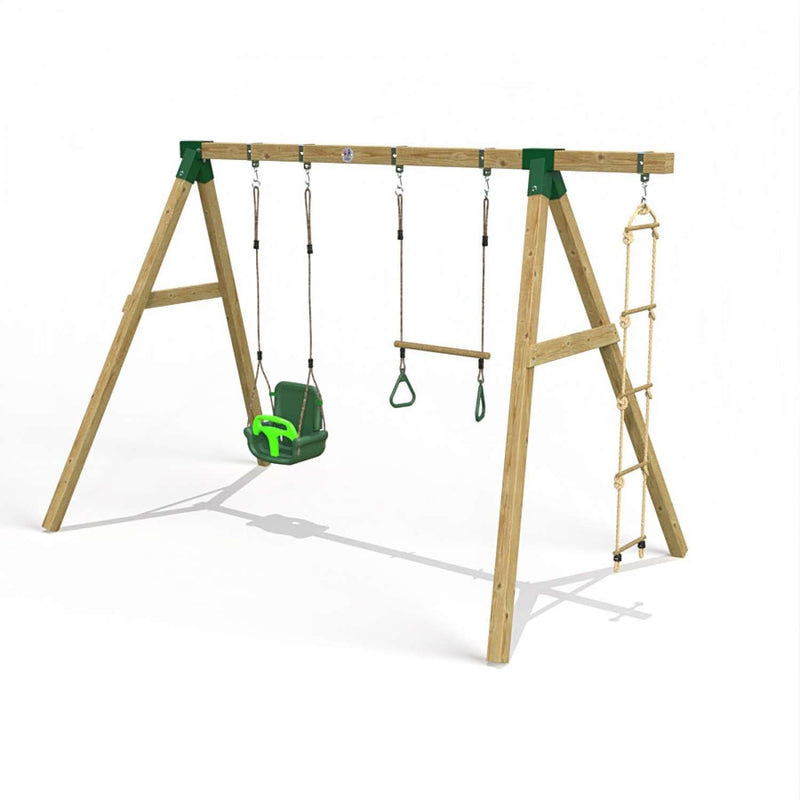 Little Rascals Double Swing Set with 3 in 1 Baby Seat, Trapeze Bar & Rope Ladder