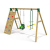 Little Rascals Double Swing set with Climbing Wall/Net, 3 in 1 Baby Seat & Glider