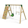 Little Rascals Double Swing Set with Climbing Wall/Net, 3 in 1 Baby Seat & Trapeze Bar