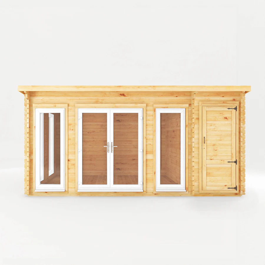 Mercia 44mm Studio Pent Log Cabin With Side Shed (17x10) (5.1m x 3m) (SI-006-041-0004 EAN 5029442018928)
