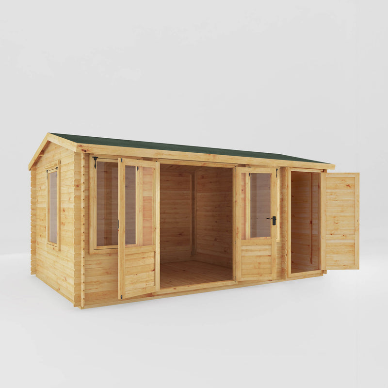 Mercia 19mm Reverse Apex Log Cabin With Side Shed (17x10) (5.1m x 3m) (SI-006-001-0041 EAN 5029442018751)