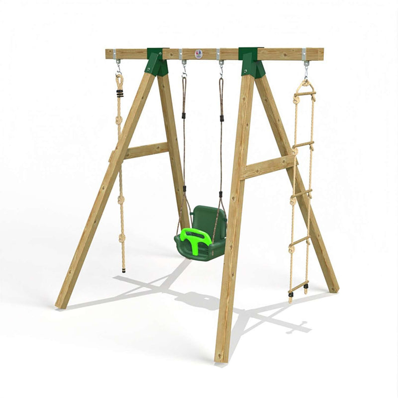 Little Rascals Single Swing Set with 3 in 1 Baby Seat, Climbing Rope & Rope Ladder