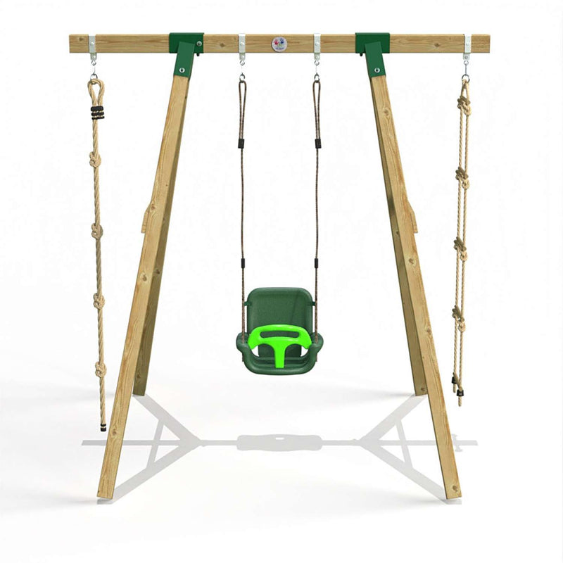 Little Rascals Single Swing Set with 3 in 1 Baby Seat, Climbing Rope & Rope Ladder