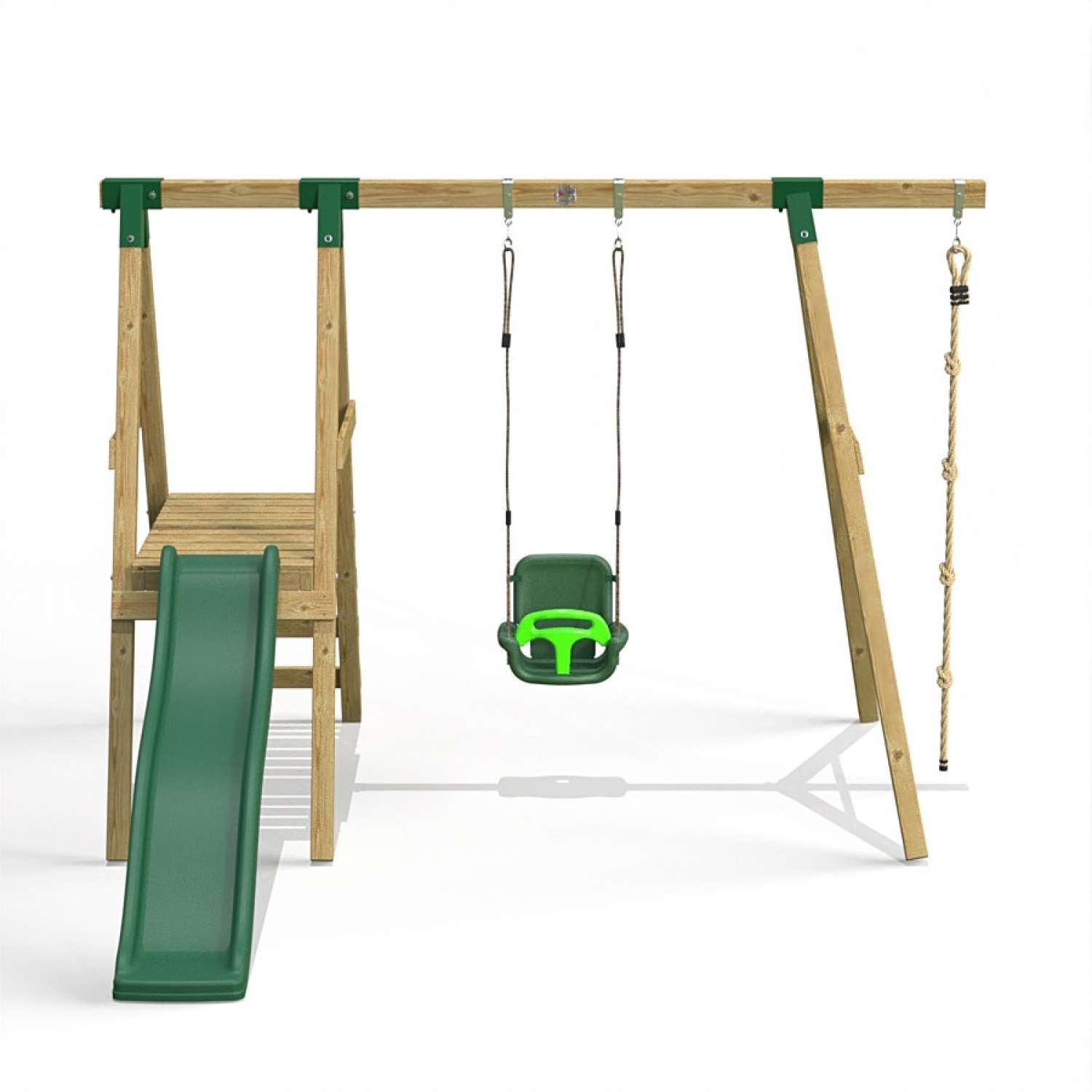 Little Rascals Single Swing Set with Slide, 3 in 1 Baby Seat & Climbing Rope