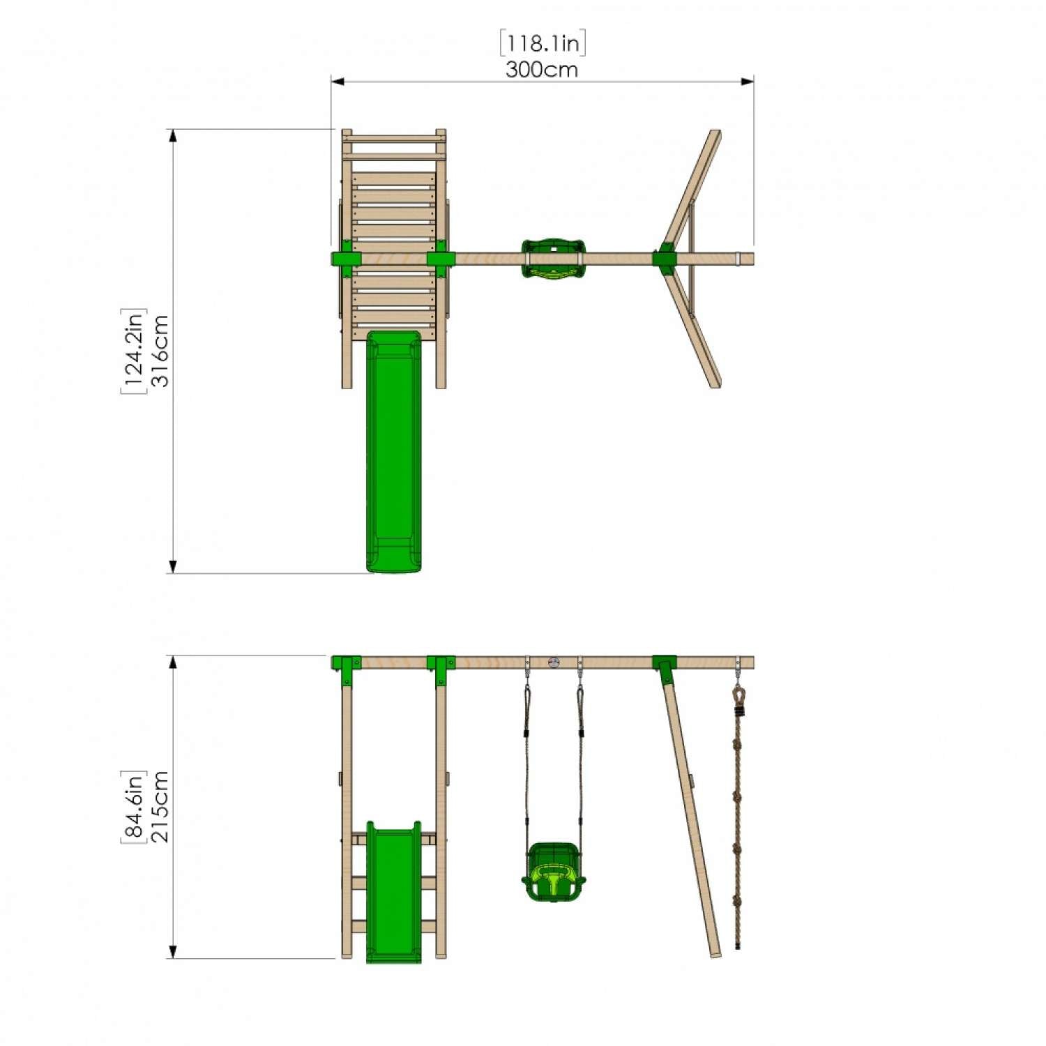 Little Rascals Single Swing Set with Slide, 3 in 1 Baby Seat & Climbing Rope