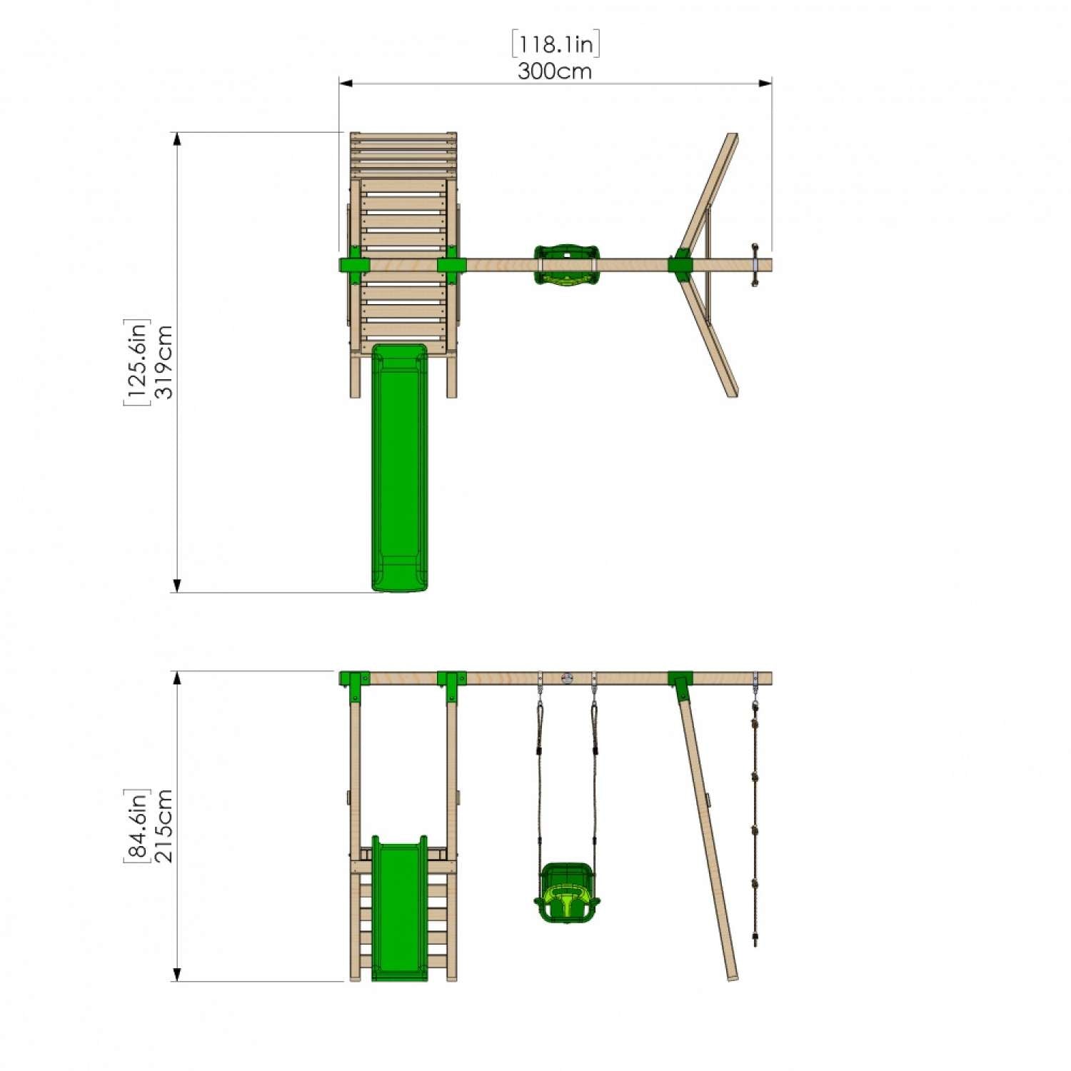 Little Rascals Single Swing Set with Slide, 3 in 1 Baby Seat & Rope Ladder