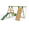 Little Rascals Single Swing Set with Slide, Climbing Wall/Net, 3 in 1 Baby Seat & Rope Ladder