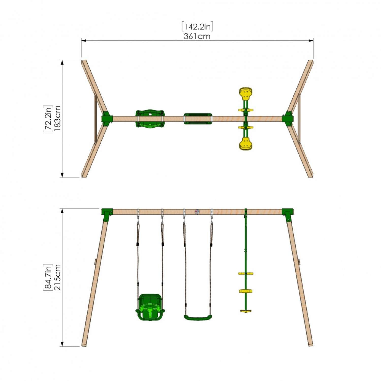 Little Rascals Triple Swing Set with 3 in 1 Baby Seat, Swing Seat & Glider