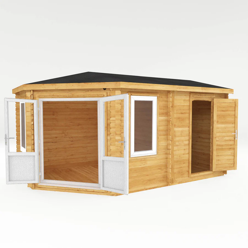 Mercia 44mm Corner Lodge Log Cabin With Side Shed (16x10) (5m x 3m) (SI-006-041-0030 EAN 5029442019284)