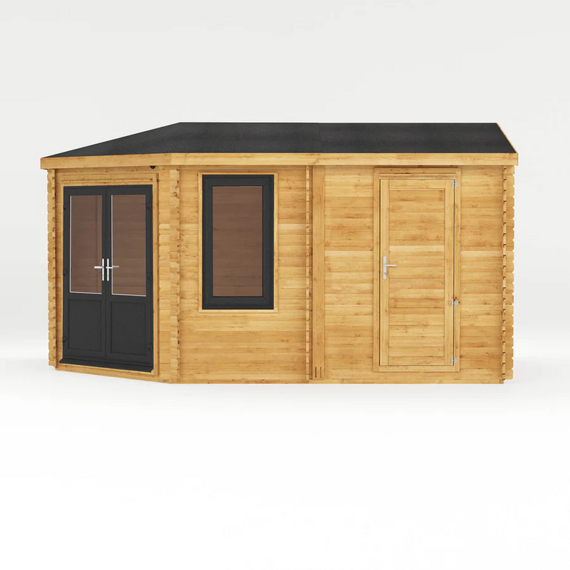 Mercia 44mm Corner Lodge Log Cabin With Side Shed (16x10) (5m x 3m) (SI-006-040-0030 EAN 5029442019307)