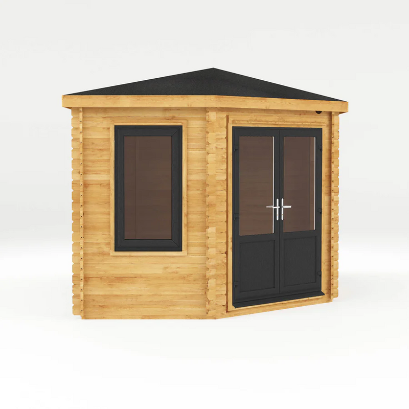 Mercia 44mm Corner Lodge Log Cabin With Side Shed (16x10) (5m x 3m) (SI-006-040-0030 EAN 5029442019307)