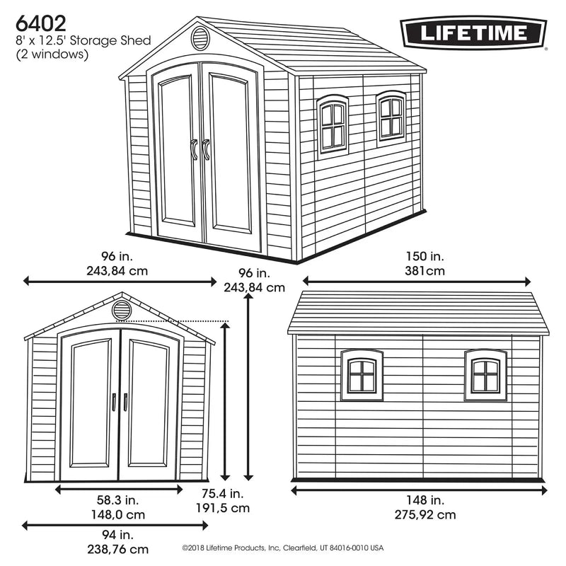 Lifetime (8x12.5) Plastic Outdoor Storage Shed 6402