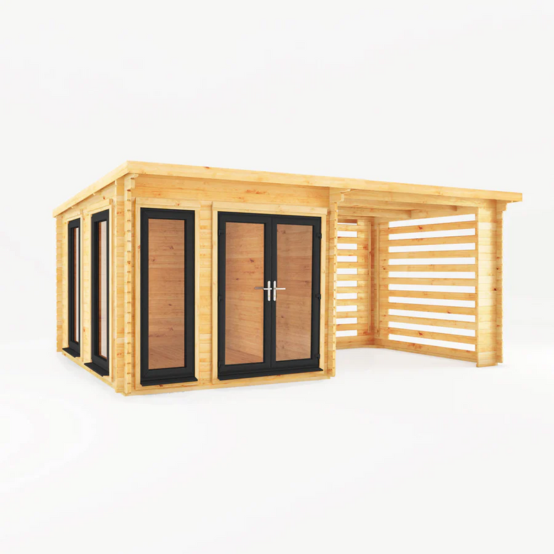 Mercia 44mm Studio Pent Log Cabin With Slatted Area (20x10) (6m x 3m) (SI-006-040-0007 EAN 5029442019000)