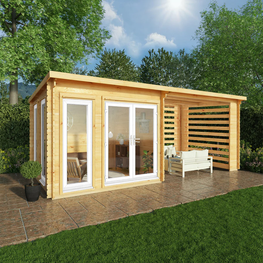 Mercia 44mm Studio Pent Log Cabin With Slatted Area (20x10) (6m x 3m) (SI-006-041-0007 EAN 5029442018980)