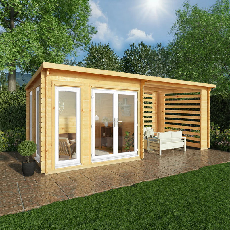 Mercia 44mm Studio Pent Log Cabin With Slatted Area (20x10) (6m x 3m) (SI-006-041-0007 EAN 5029442018980)