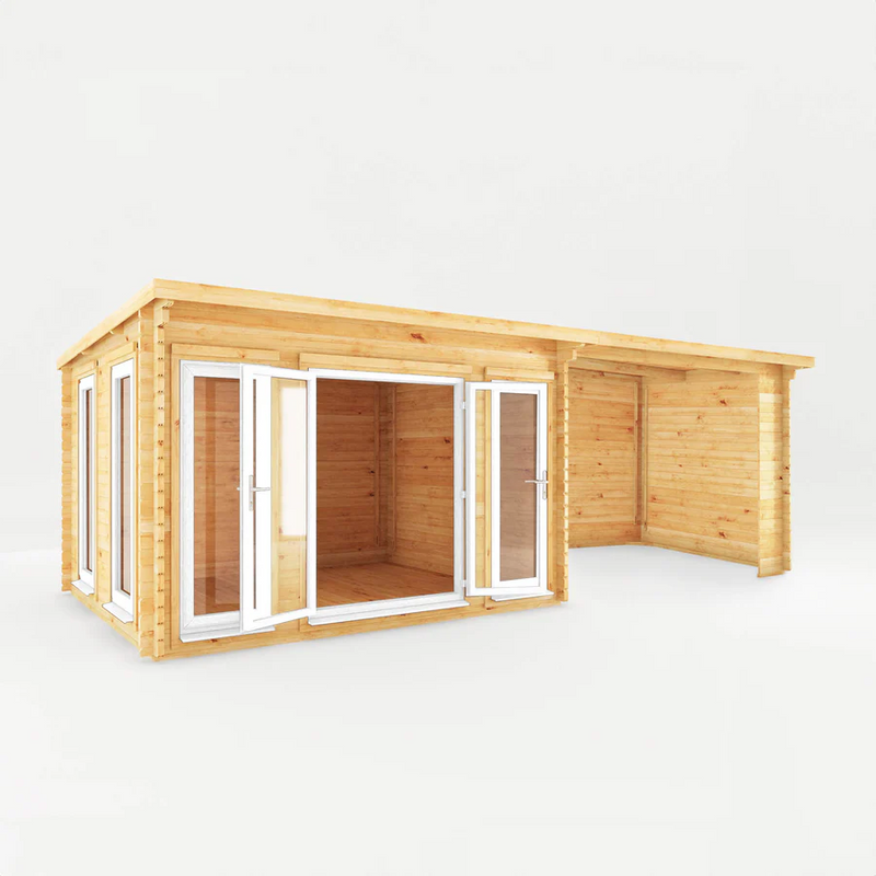 Mercia 44mm Studio Pent Log Cabin With Patio Area (23x10) (7m x 3m) (SI-006-041-0006 EAN 5029442019017)