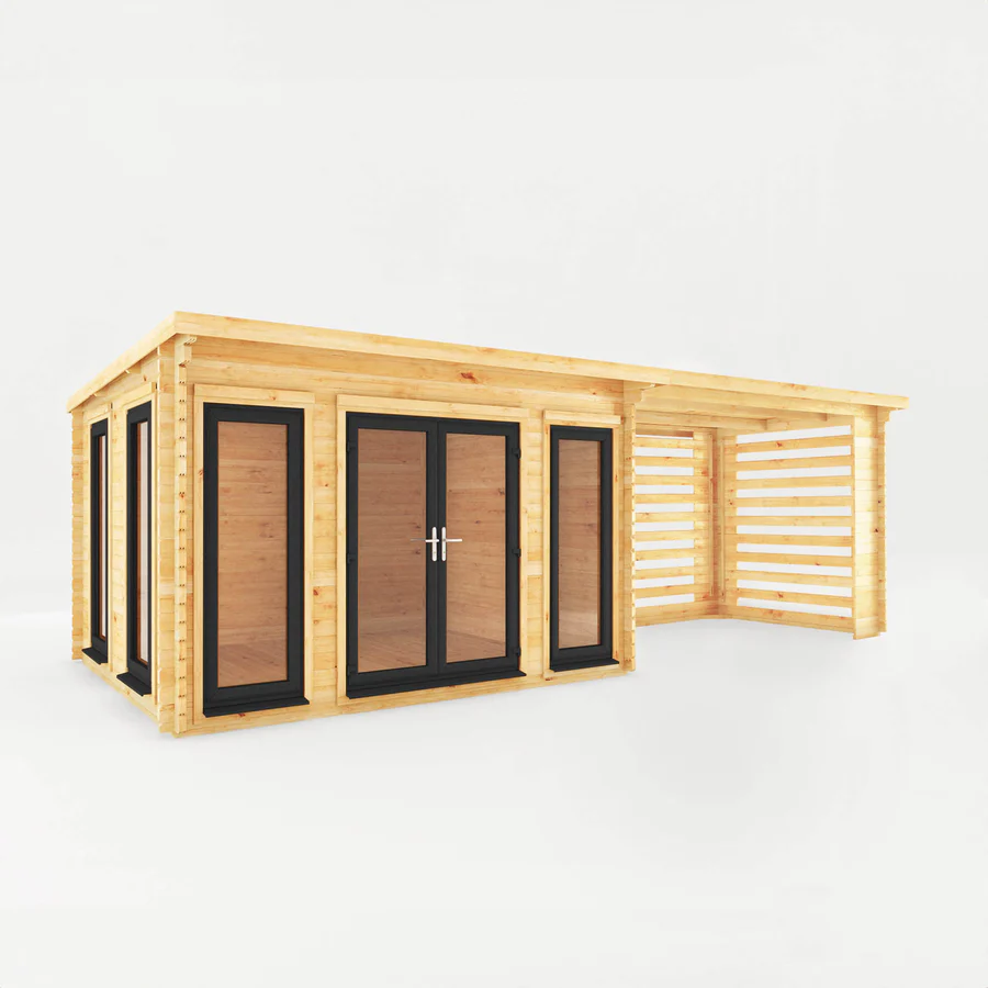 Mercia 44mm Studio Pent Log Cabin With Slatted Area (23x10) (7m x 3m) (SI-006-040-0008 EAN 5029442019062)