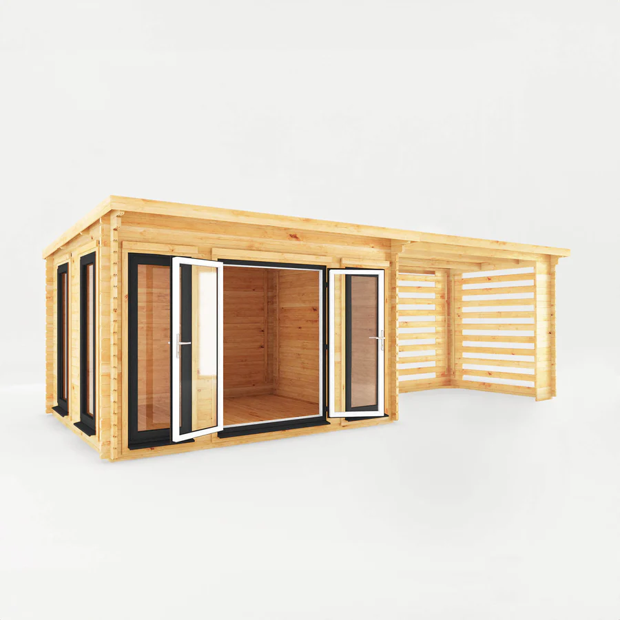 Mercia 44mm Studio Pent Log Cabin With Slatted Area (23x10) (7m x 3m) (SI-006-040-0008 EAN 5029442019062)