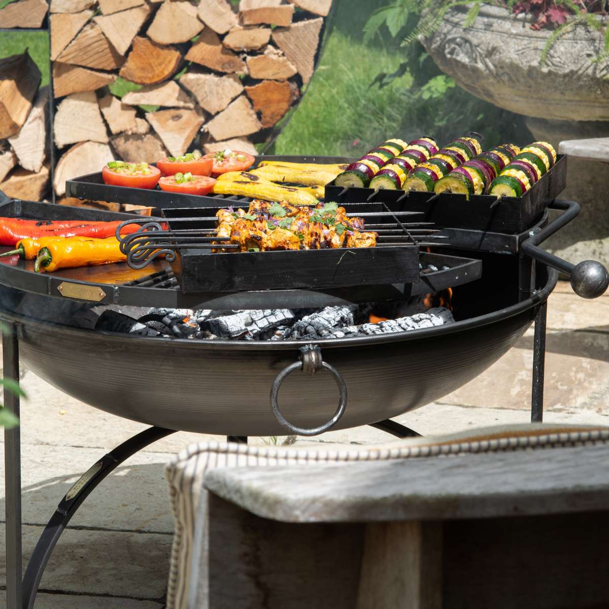 Firepits UK BBQ King with Two Swing Arm BBQ Racks 80cm BBK80SWA/2