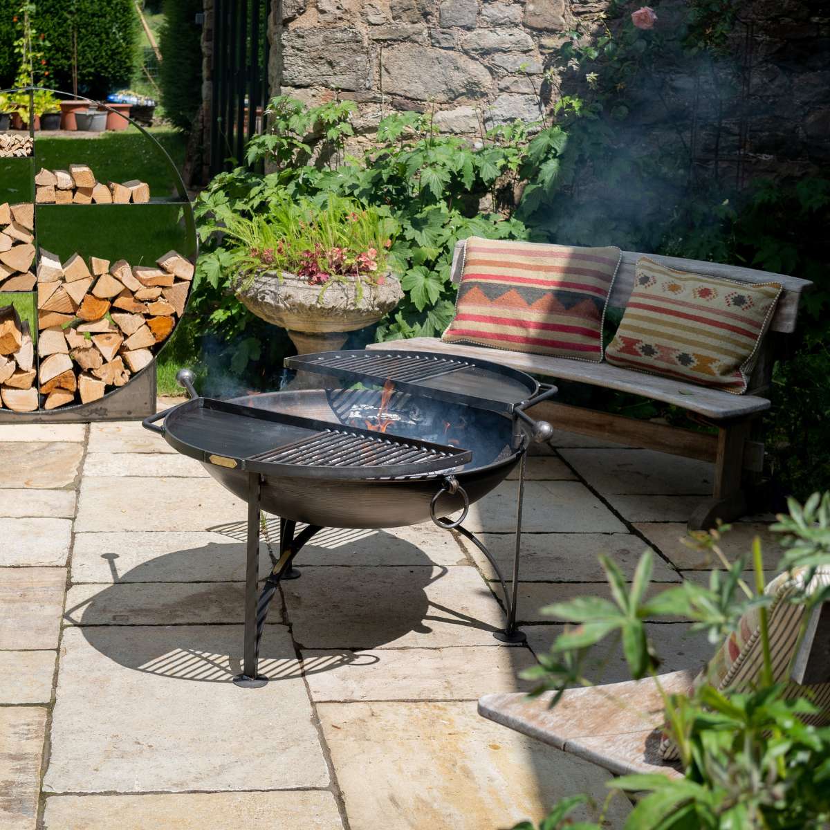 Firepits UK BBQ King with Two Swing Arm BBQ Racks 80cm BBK80SWA/2