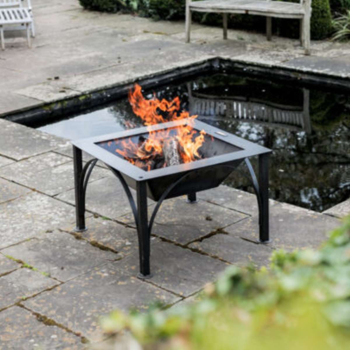 Firepits UK Box D Fire Pit with Two Swing Arm BBQ Racks BXD