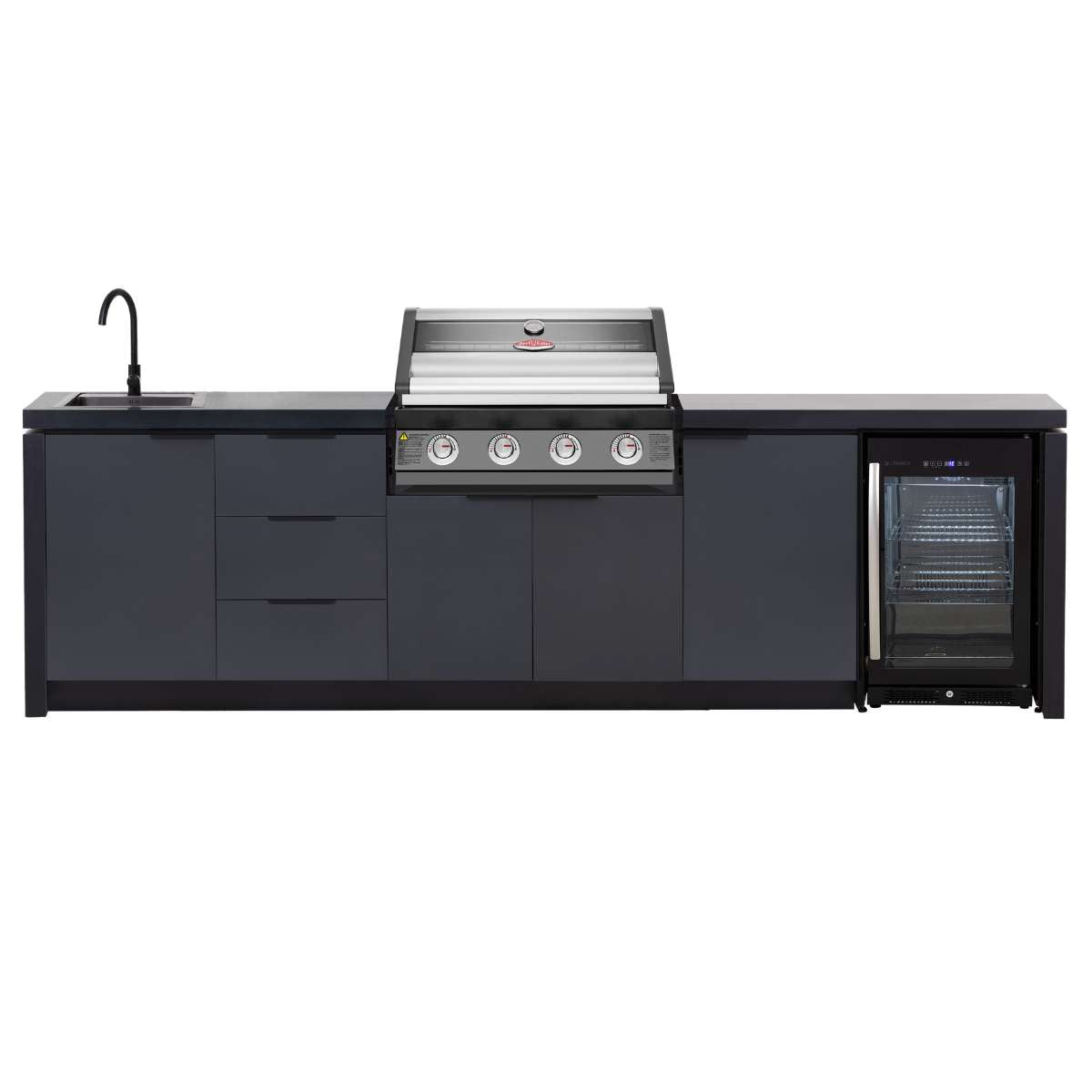 Cabinex Premium Outdoor Kitchen with BeefEater 1600E 4 Burner BBQ & Fridge (CABODK4P1640DAE)