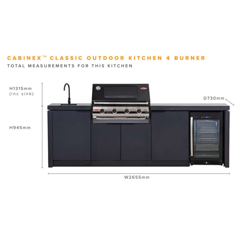 Cabinex Classic Outdoor Kitchen with BeefEater S3000E 4 Burner BBQ & Fridge (CABODK419942)